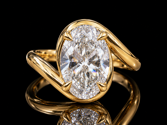 2.00 CT Oval Lab-Grown Diamond Bypass Engagement Ring –  14K Gold