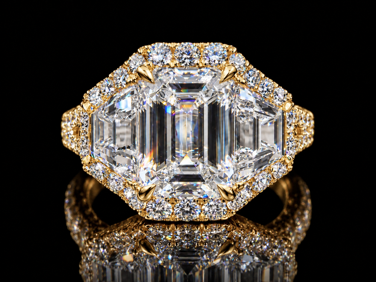 4.00 CTW Emerald-Cut Lab-Grown Diamond Engagement Ring – 14K White Gold