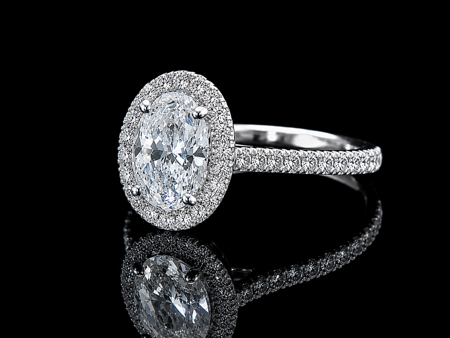 14K WHITE GOLD LAB DIAMOND OVAL CUT ENGAGEMENT RING 1.51CT Angelica Jewellers