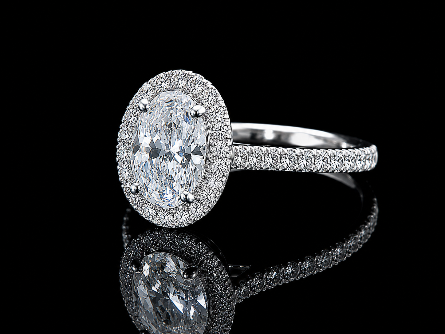 14K WHITE GOLD LAB DIAMOND OVAL CUT ENGAGEMENT RING 1.51CT Angelica Jewellers