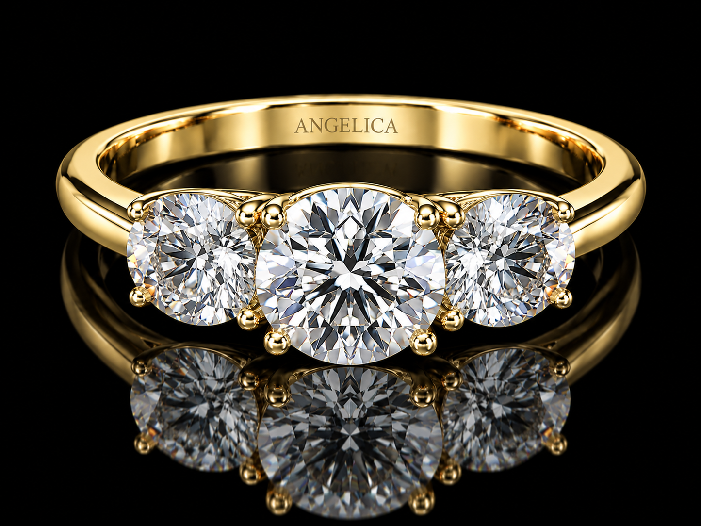2.00 CTW D VVS2 Round Brilliant Lab-Grown Diamond Trinity Engagement Ring – IGI Certified