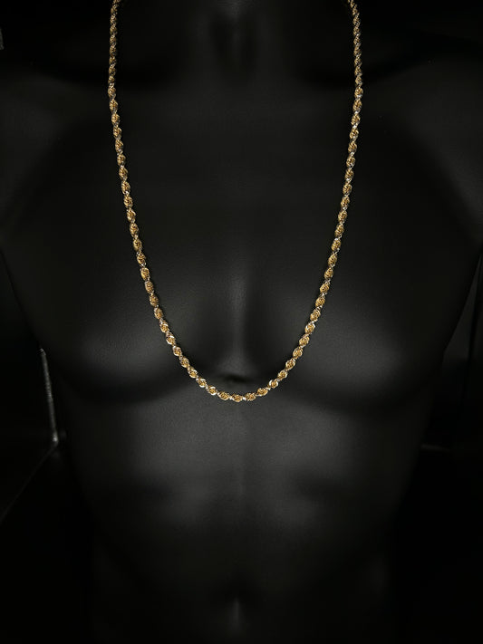 10K SOLID YELLOW GOLD ROPE CHAIN DIAMOND CUT 5mm 30 INCHES