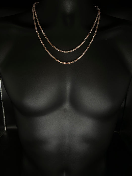 10K ROSE GOLD ICE CHAIN DIAMOND CUT 3.5mm