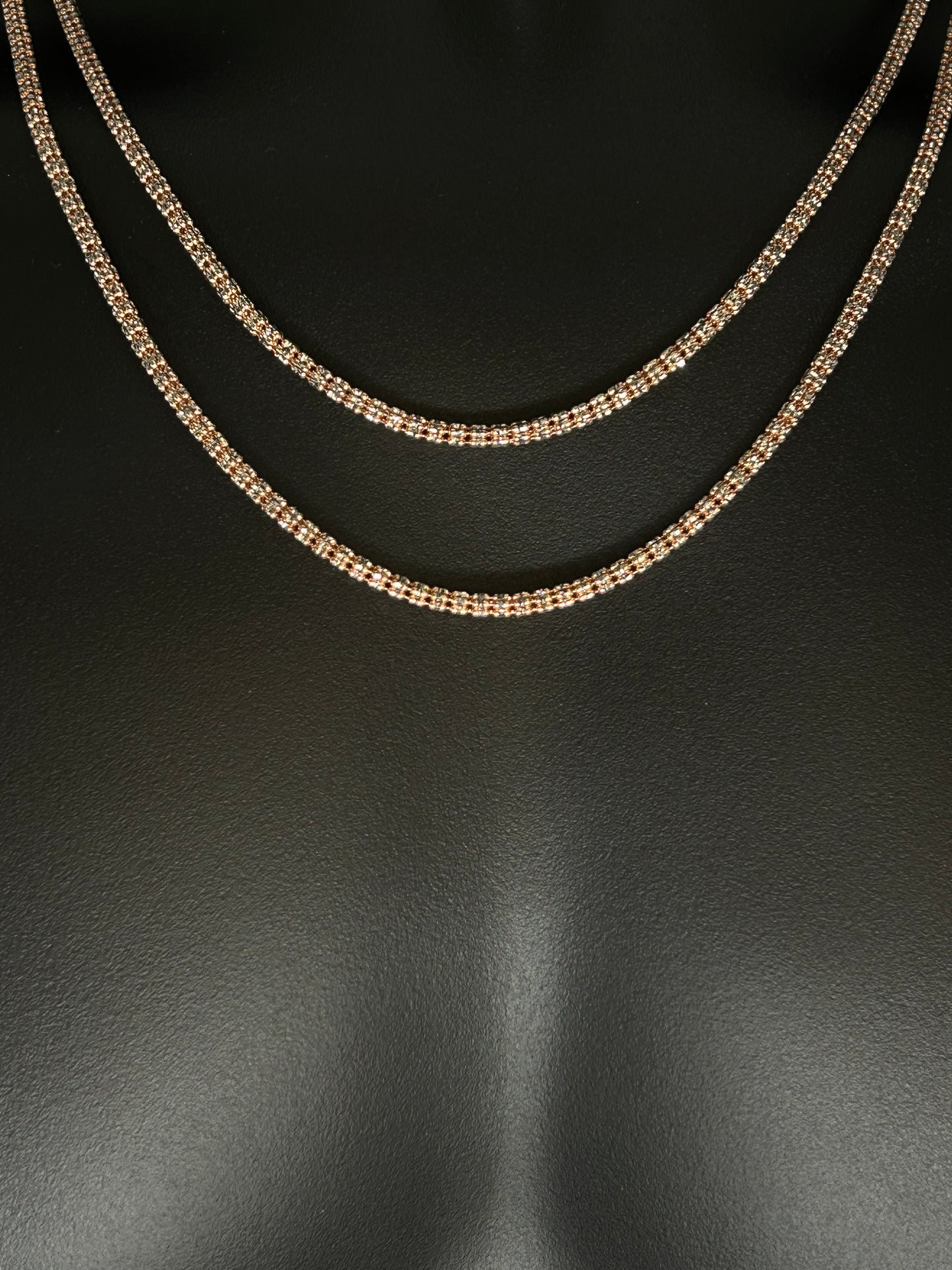 10K ROSE GOLD ICE CHAIN DIAMOND CUT 3.5mm