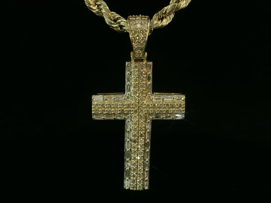 10K YELLOW GOLD DIAMOND CROSS PENDANT