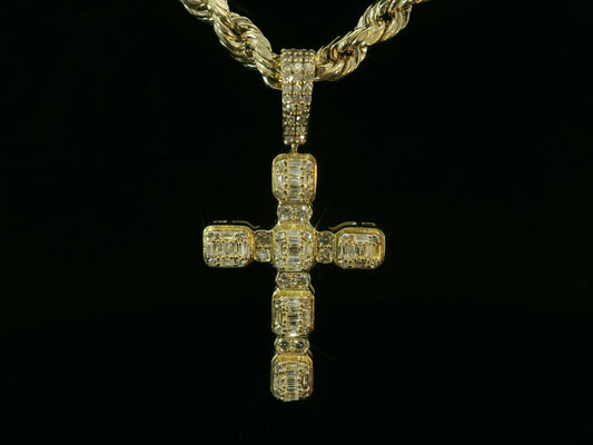 10K YELLOW GOLD DIAMOND CROSS PENDANT