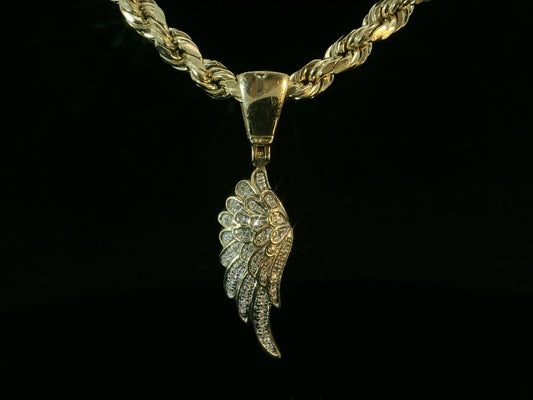 10K YELLOW GOLD DIAMOND WING PENDANT