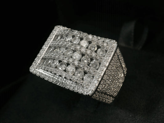 BAGUE EN OR BLANC 10K SERTI DE 3,40CT DE DIAMANTS