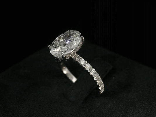 14K WHITE GOLD LAB DIAMOND OVAL CUT ENGAGEMENT RING 3.61CT