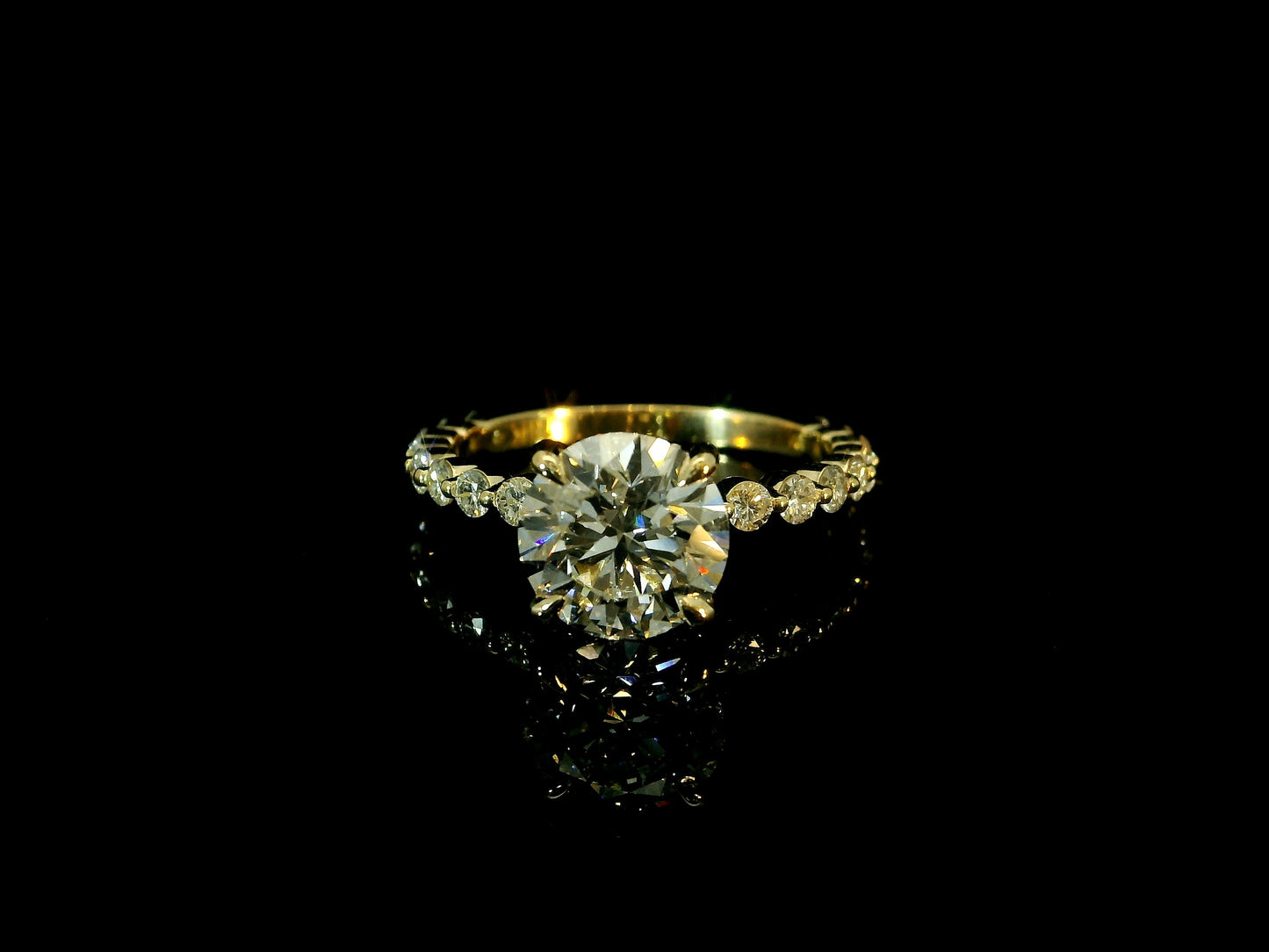 18K YELLOW GOLD LAB ROUND CUT ENGAGEMENT RING 2.00CT CENTER