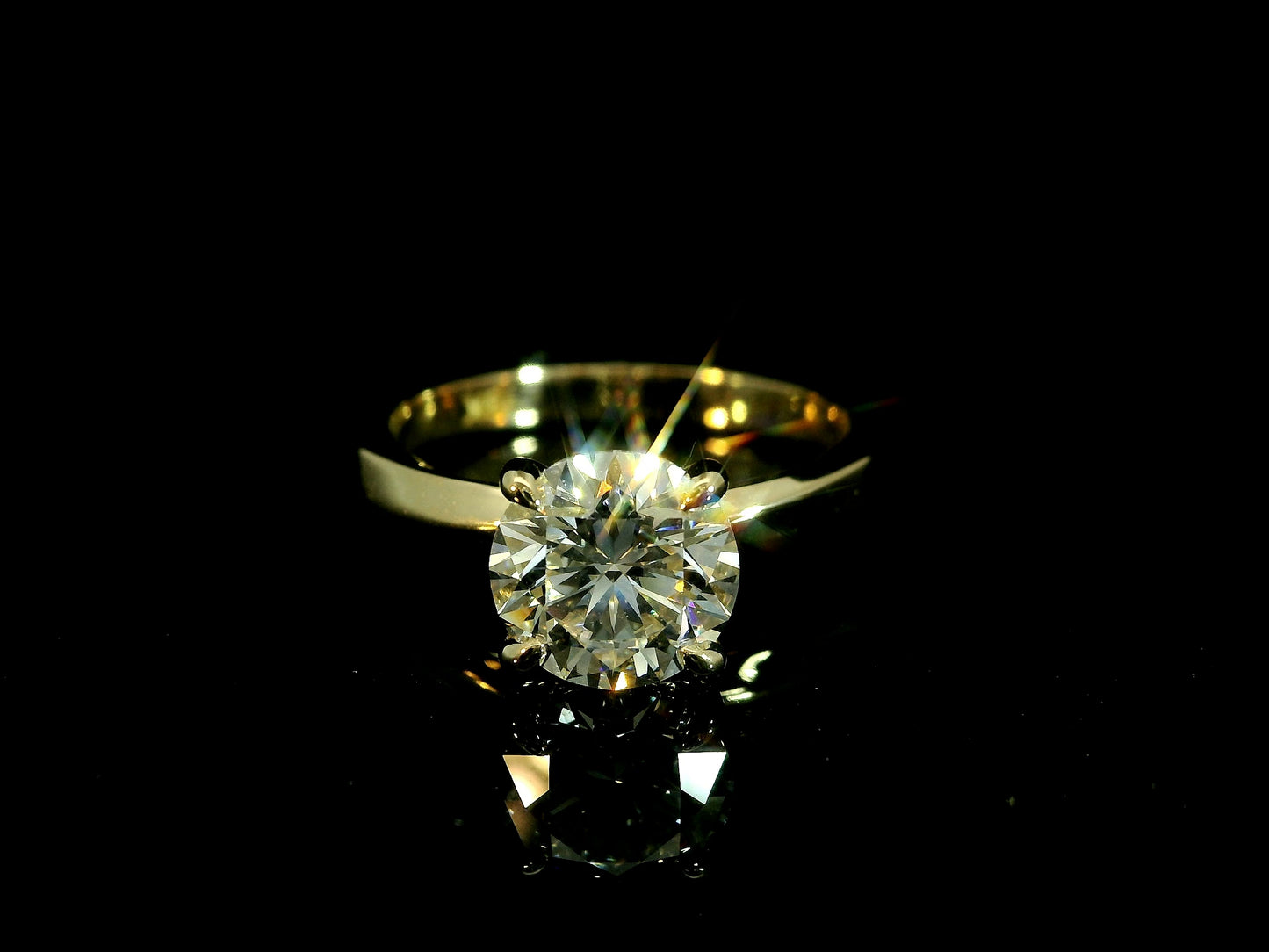18K YELLOW GOLD LAB DIAMOND ROUND BRILLIANT ENGAGEMENT RING 1.50CT