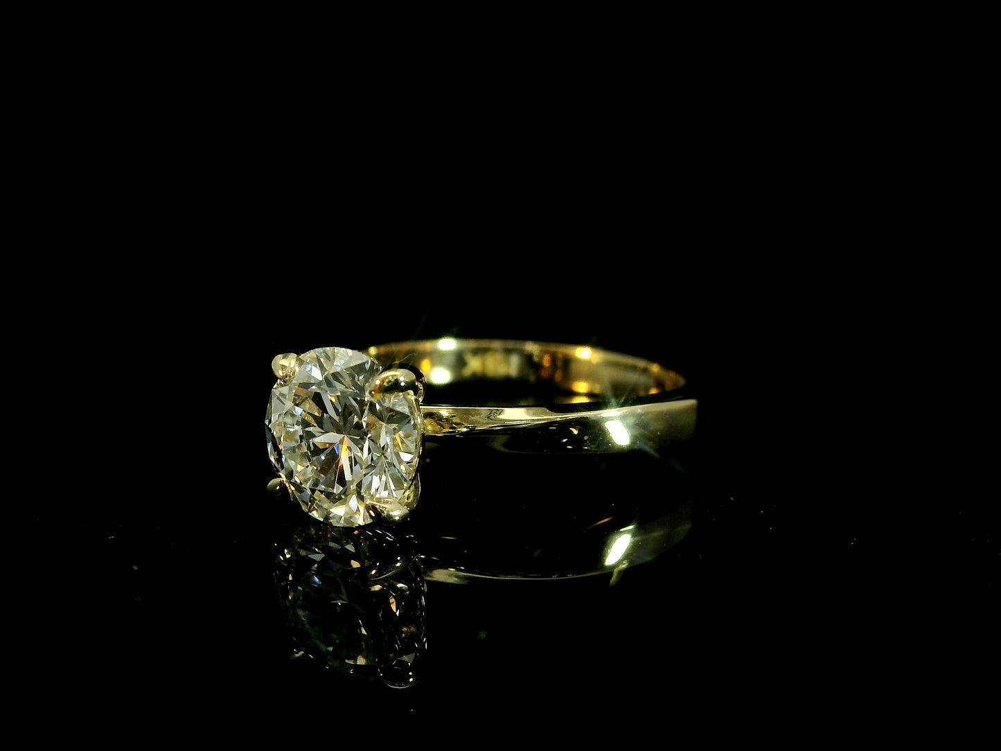 18K YELLOW GOLD LAB DIAMOND ROUND BRILLIANT ENGAGEMENT RING 1.50CT