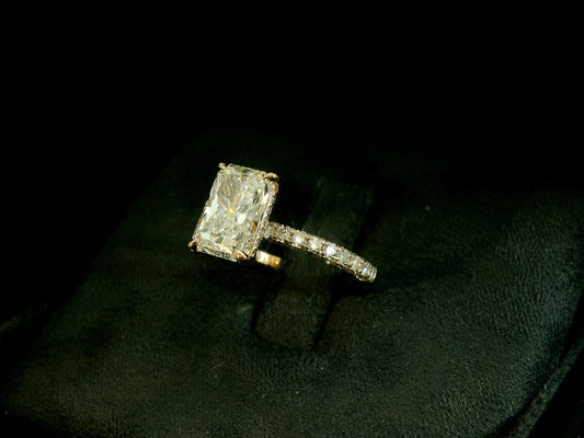 14K ROSE GOLD LAB DIAMOND RADIANT CUT ENGAGEMENT RING 2.80CT