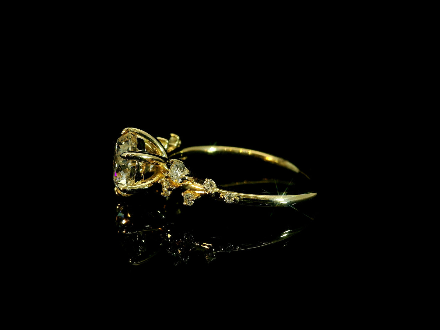 18K YELLOW GOLD LAB ROUND CUT ENGAGEMENT RING 1.95CT