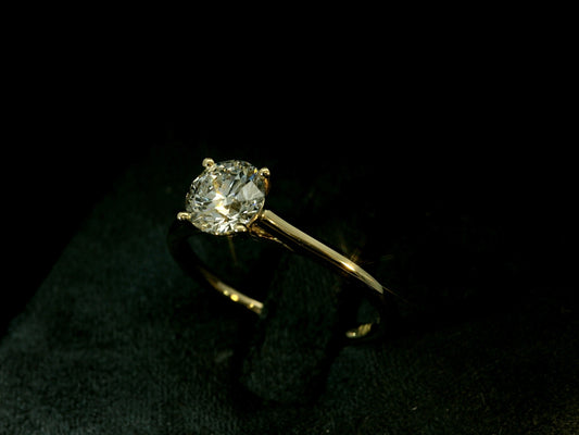 18K YELLOW GOLD LAB DIAMOND ROUND BRILLIANT ENGAGEMENT RING 1.00CT