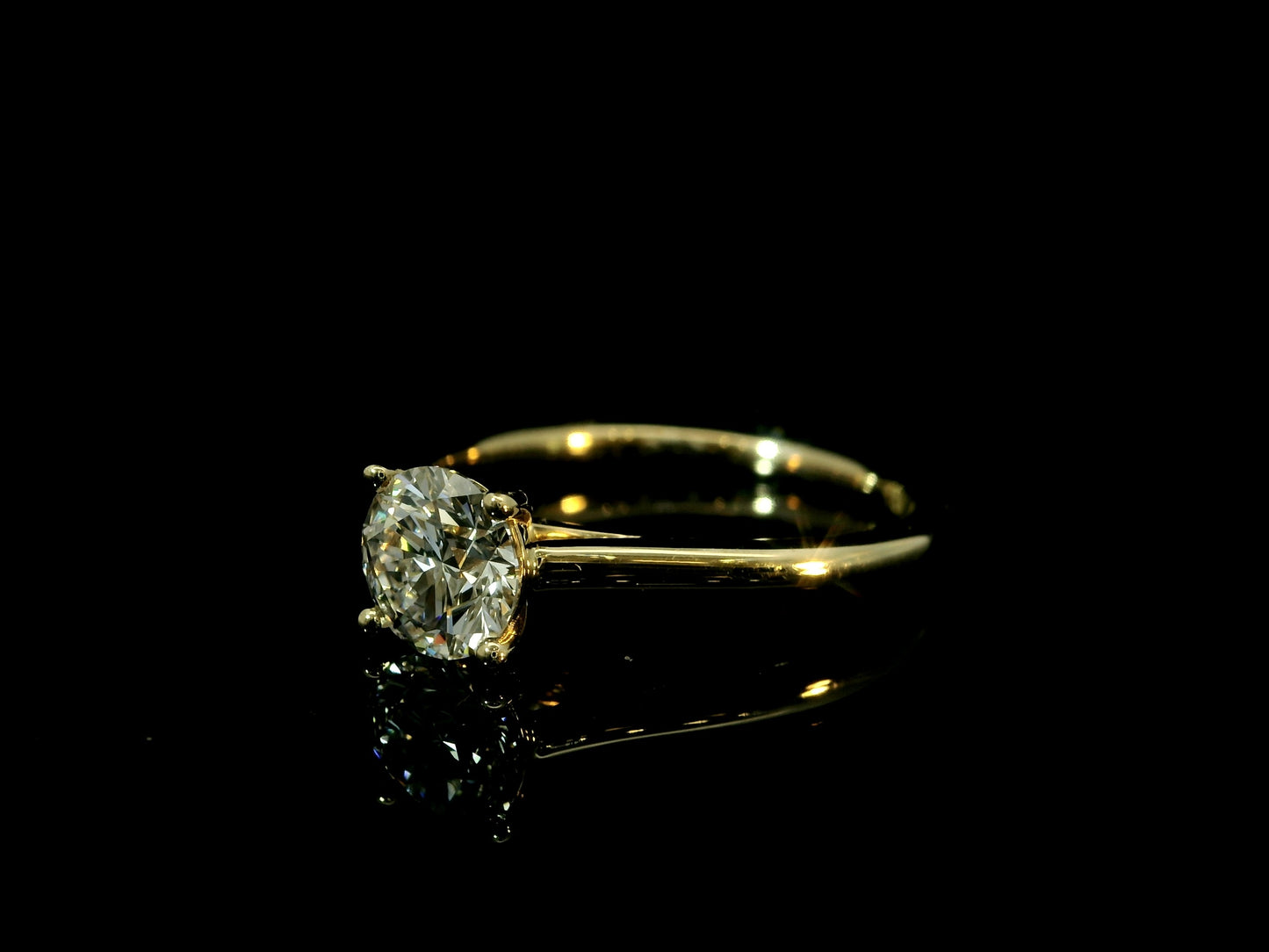 18K YELLOW GOLD LAB DIAMOND ROUND BRILLIANT ENGAGEMENT RING 1.00CT