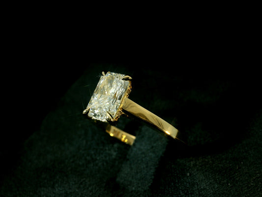 18K YELLOW GOLD LAB DIAMOND RADIANT CUT ENGAGEMENT RING 1.50CT