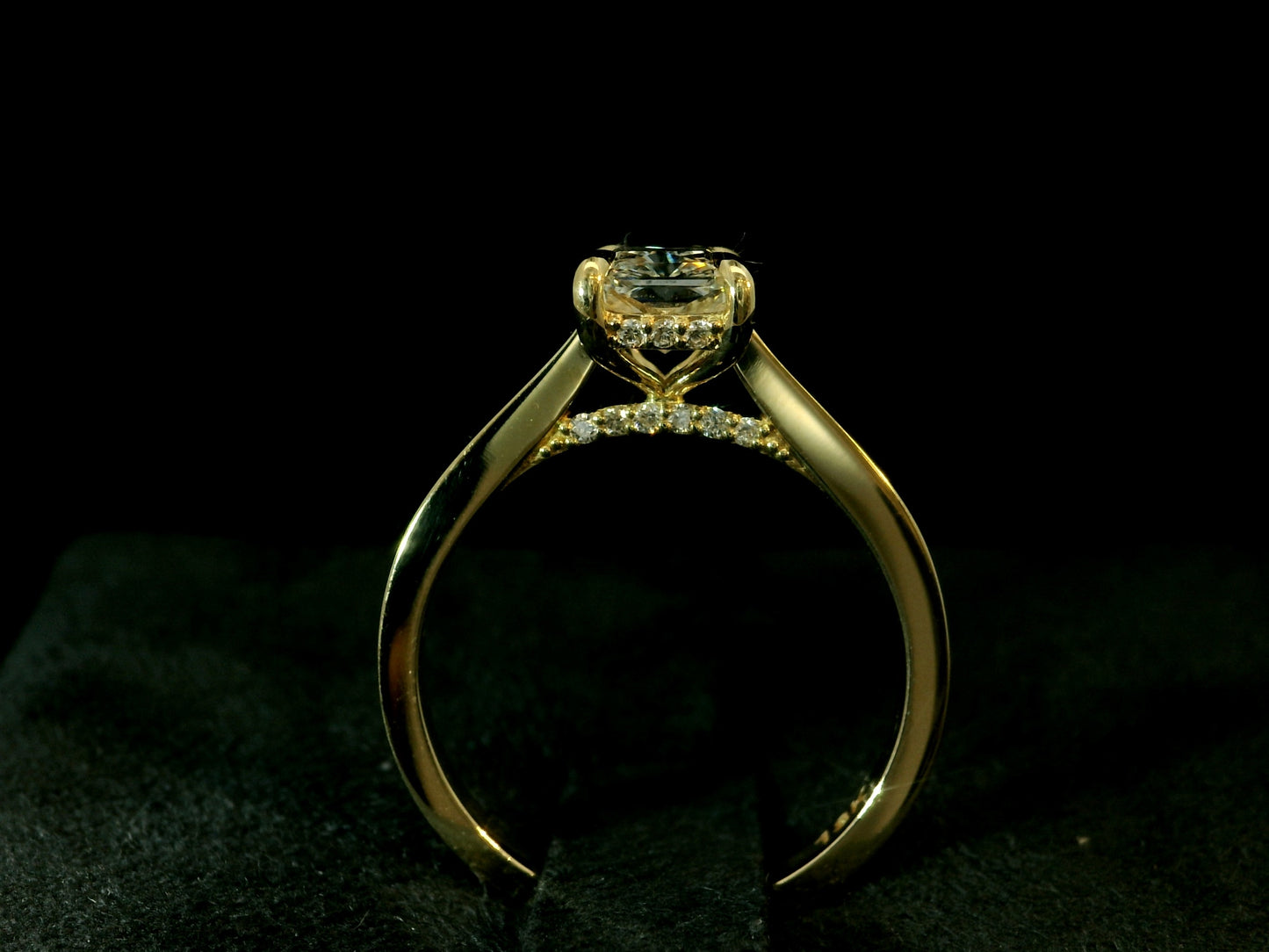 18K YELLOW GOLD LAB DIAMOND RADIANT CUT ENGAGEMENT RING 1.50CT