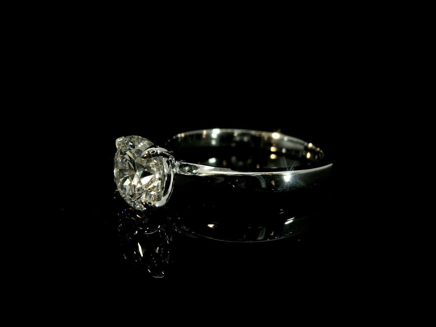 14K WHITE GOLD LAB DIAMOND ROUND BRILLIANT ENGAGEMENT RING 1.50CT