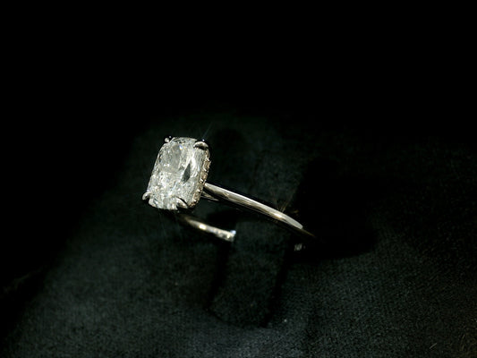 14K WHITE GOLD LAB DIAMOND ELONGATED CUSHION ENGAGEMENT RING 1.00CT