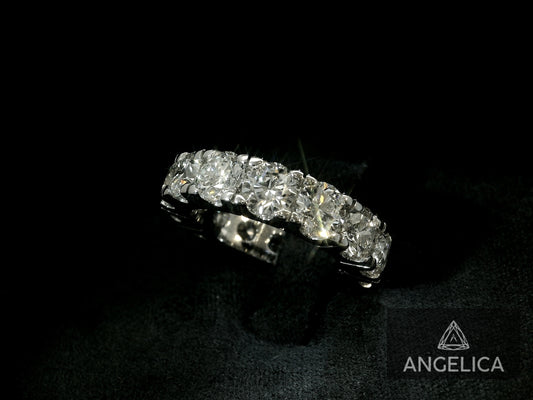 14K WHITE GOLD BAND 7.10CT LAB DIAMONDS IN VVS-VS F+