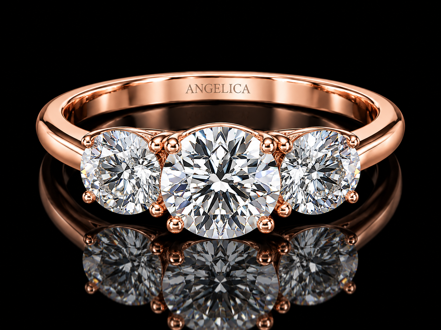 2.00 CTW D VVS2 Round Brilliant Lab-Grown Diamond Trinity Engagement Ring – IGI Certified