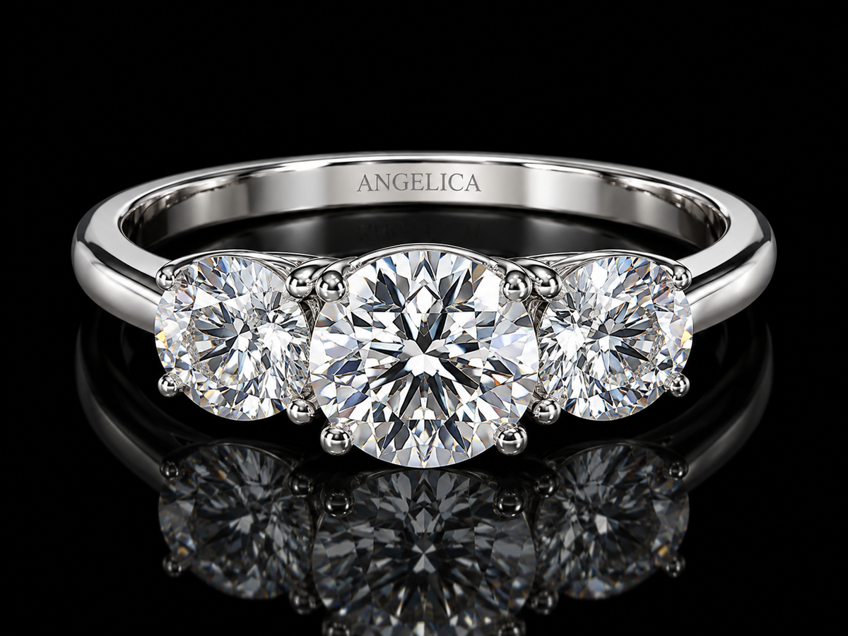 2.00 CTW D VVS2 Round Brilliant Lab-Grown Diamond Trinity Engagement Ring – IGI Certified