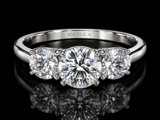 2.00 CTW D VVS2 Round Brilliant Lab-Grown Diamond Trinity Engagement Ring – IGI Certified