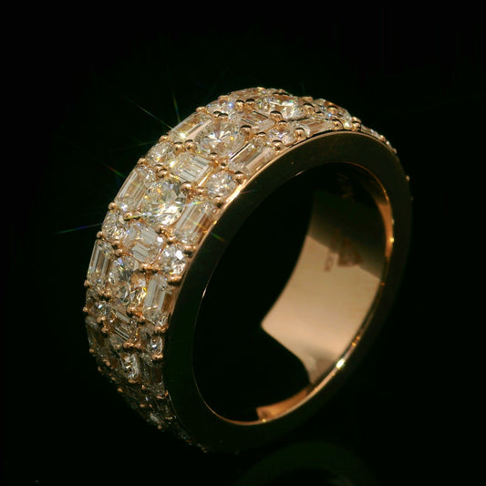 10K ROSE GOLD BAND SET WITH 6.38CT OF DIAMONDS IN VVS F+