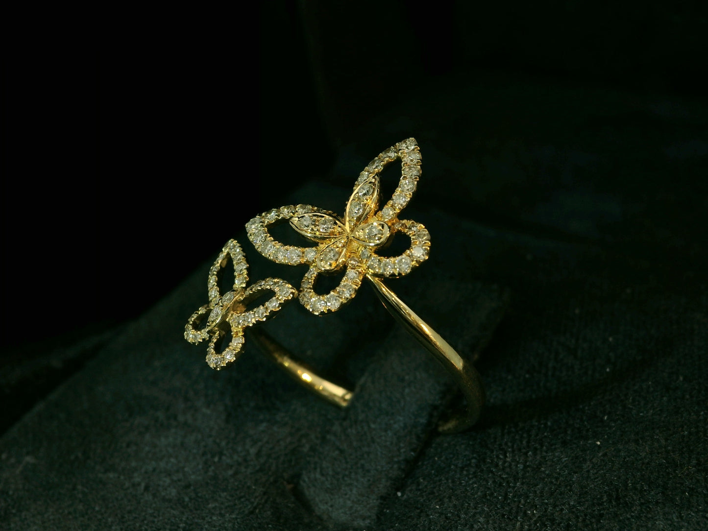 14K YELLOW GOLD BUTTERFLY DIAMOND RING