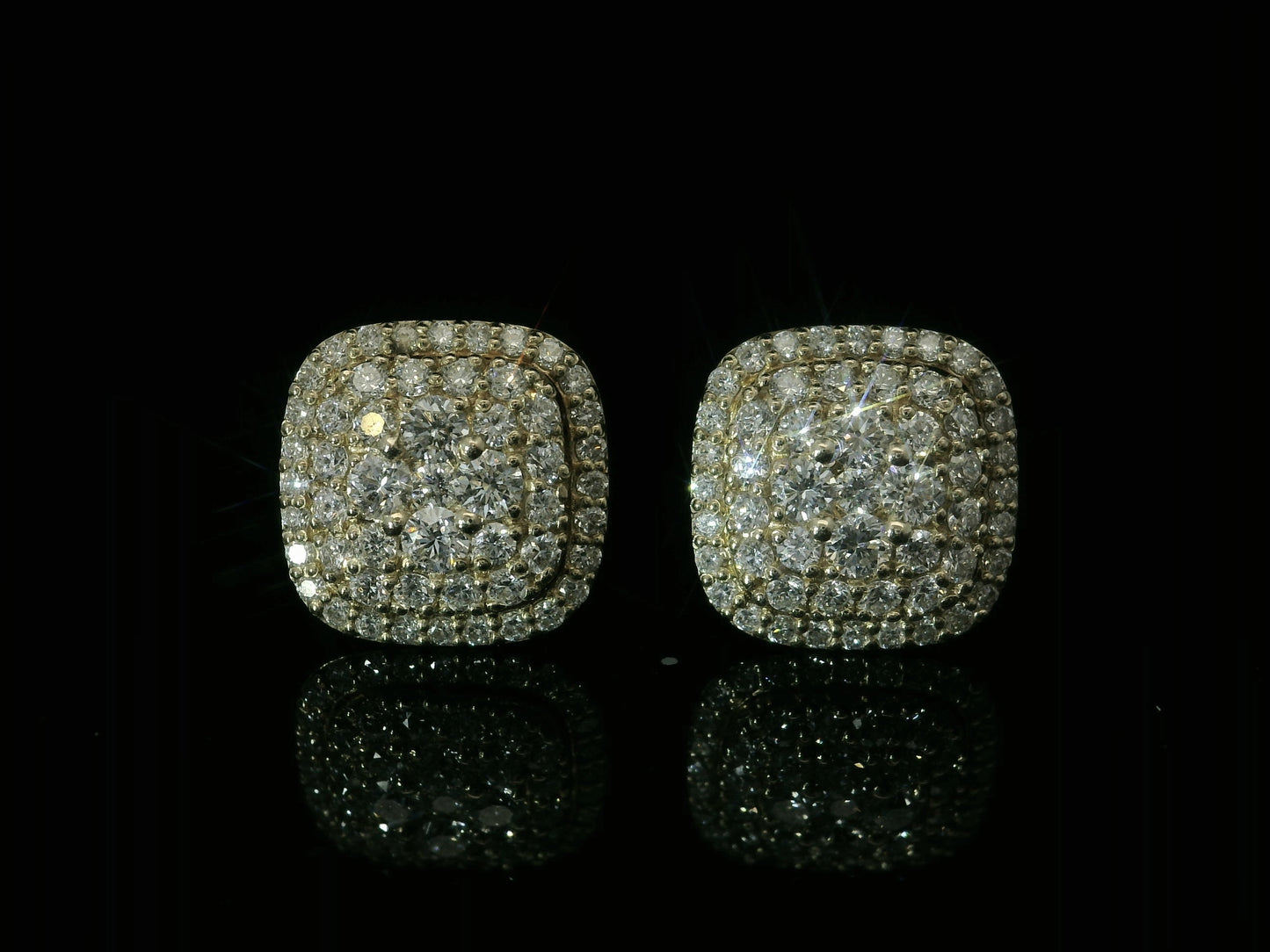 14K YELLOW GOLD ROUND DIAMONDS VVS F+ EARRINGS