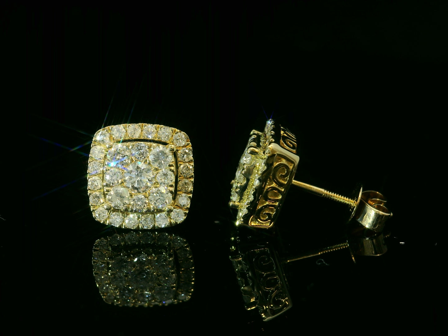 10K YELLOW GOLD 10MM DIAMOND EARRINGS