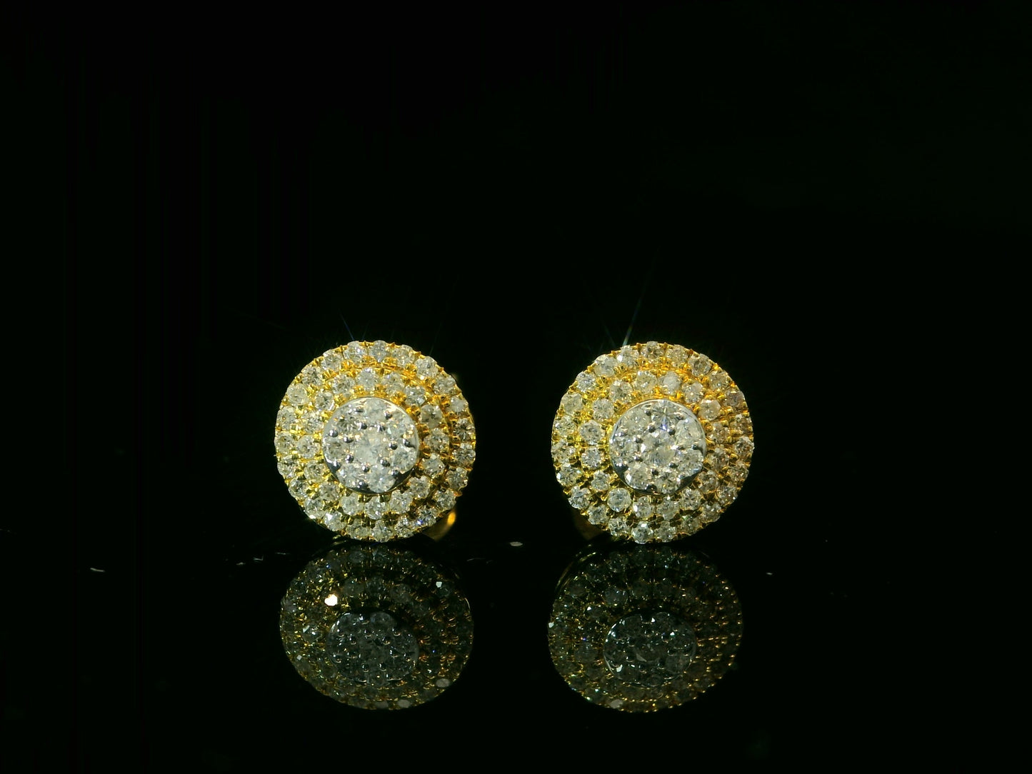 10K YELLOW GOLD 8MM ROUND DIAMOND EARRINGS