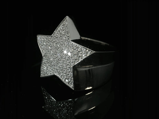 10K WHITE GOLD STAR RING 1.00CT OF DIAMONDS IN VVS F+