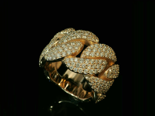 10K ROSE GOLD 15MM CUBAN LINK RING 3.30CT OF DIAMONDS IN VVS F+