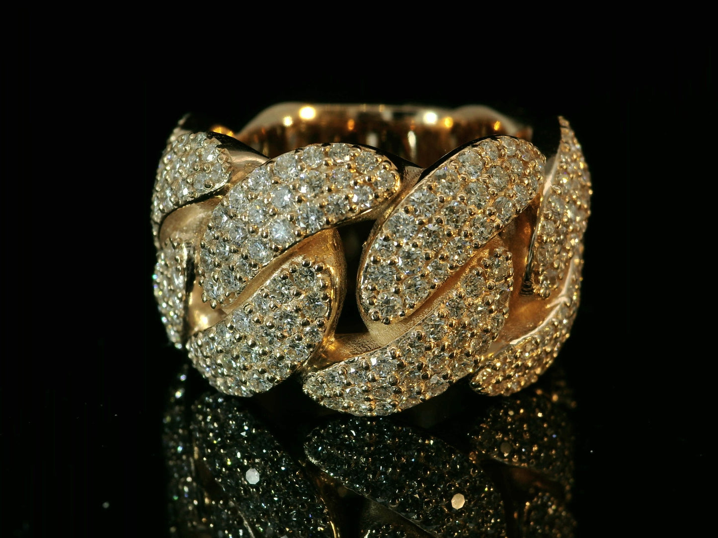 10K ROSE GOLD 15MM CUBAN LINK RING 3.30CT OF DIAMONDS IN VVS F+