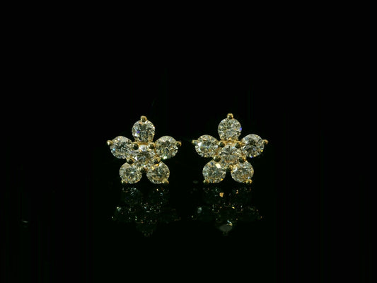 14K YELLOW GOLD 7MM STAR DIAMOND EARRINGS