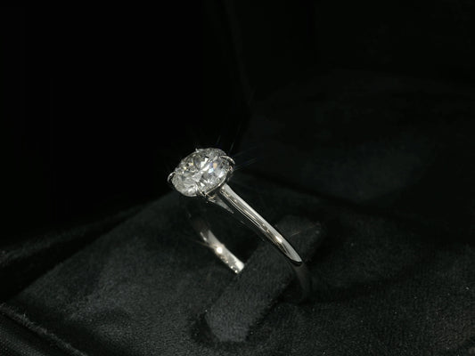 14K WHITE GOLD LAB DIAMOND SOLITAIRE ROUND CUT ENGAGEMENT RING 1.50CT