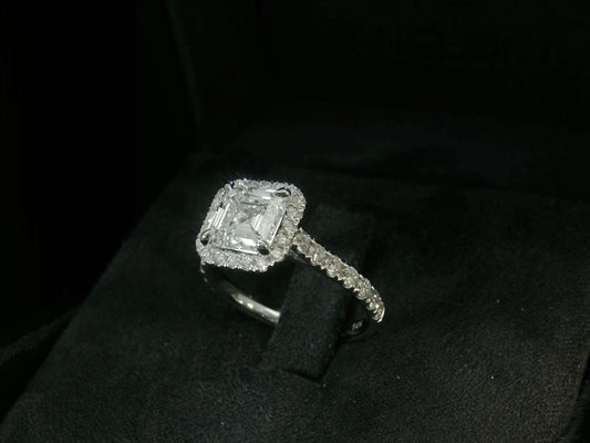 14K WHITE GOLD LAB DIAMOND ASSCHER CUT ENGAGEMENT RING 2.81CT