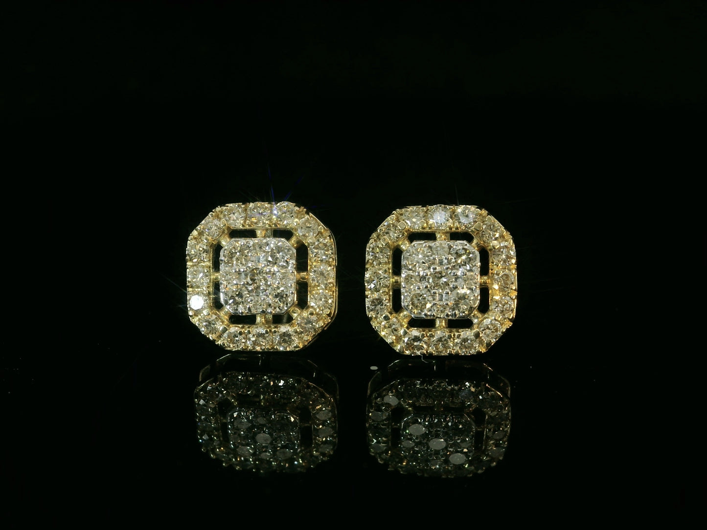 14K YELLOW GOLD DIAMOND EARRINGS