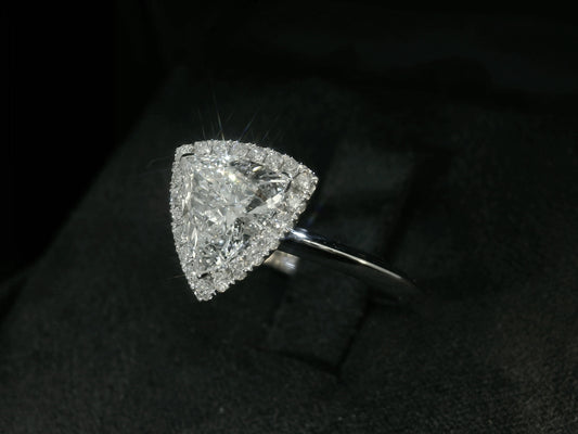 14K WHITE GOLD LAB DIAMOND TRILLIANT CUT ENGAGEMENT RING 1.72CT