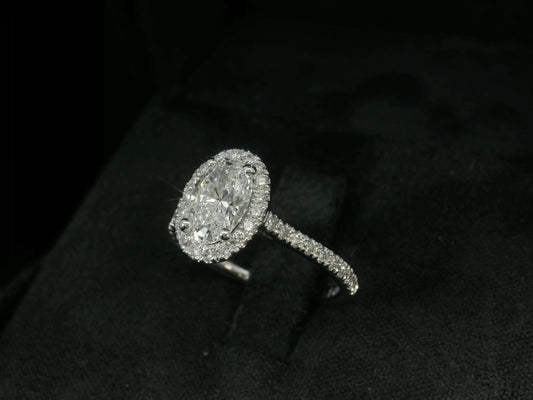 14K WHITE GOLD LAB DIAMOND OVAL CUT ENGAGEMENT RING 1.51CT