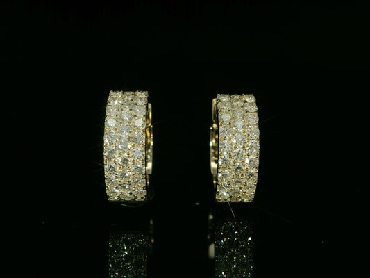 14K YELLOW GOLD 5MM HOOP DIAMOND EARRINGS