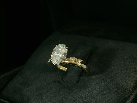 18K YELLOW GOLD LAB DIAMOND OVAL CUT ENGAGEMENT RING 1.64CT