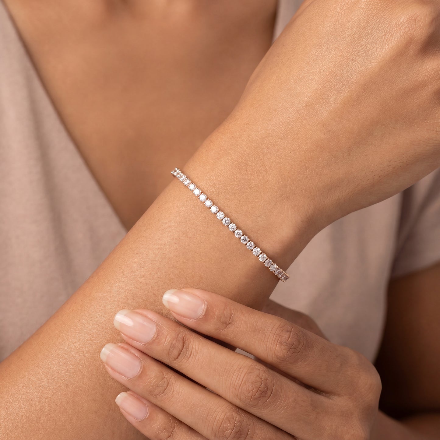 14K ROSE GOLD 2.25MM VVS F+ DIAMOND TENNIS BRACELET