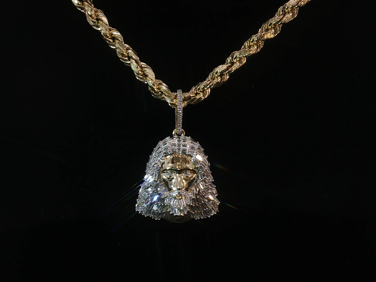 10K YELLOW GOLD DIAMOND JESUS PENDANT