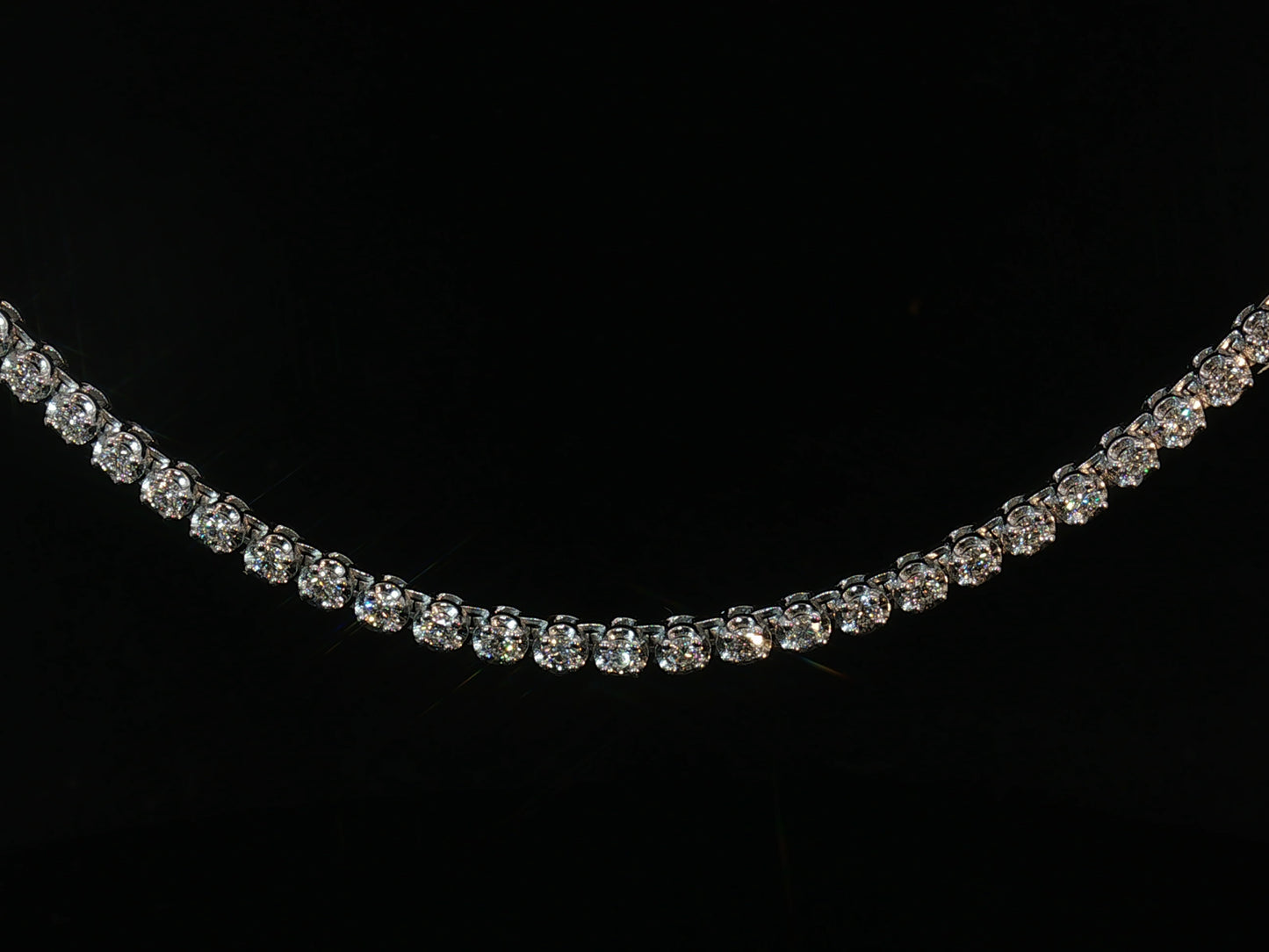 14K WHITE GOLD NATURAL DIAMOND TENNIS CHAIN 3MM VVS