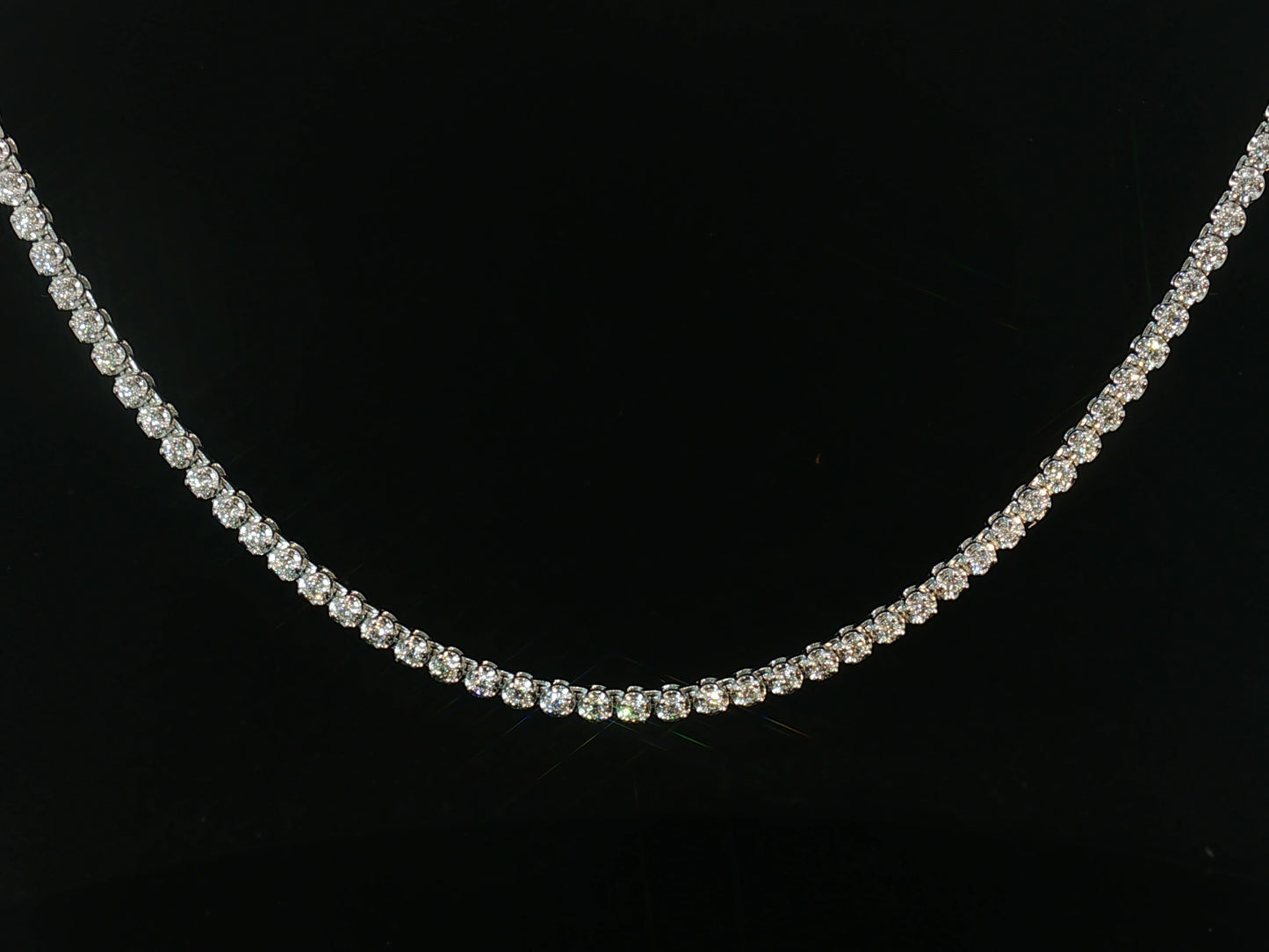14K WHITE GOLD NATURAL DIAMOND TENNIS CHAIN 3MM VVS