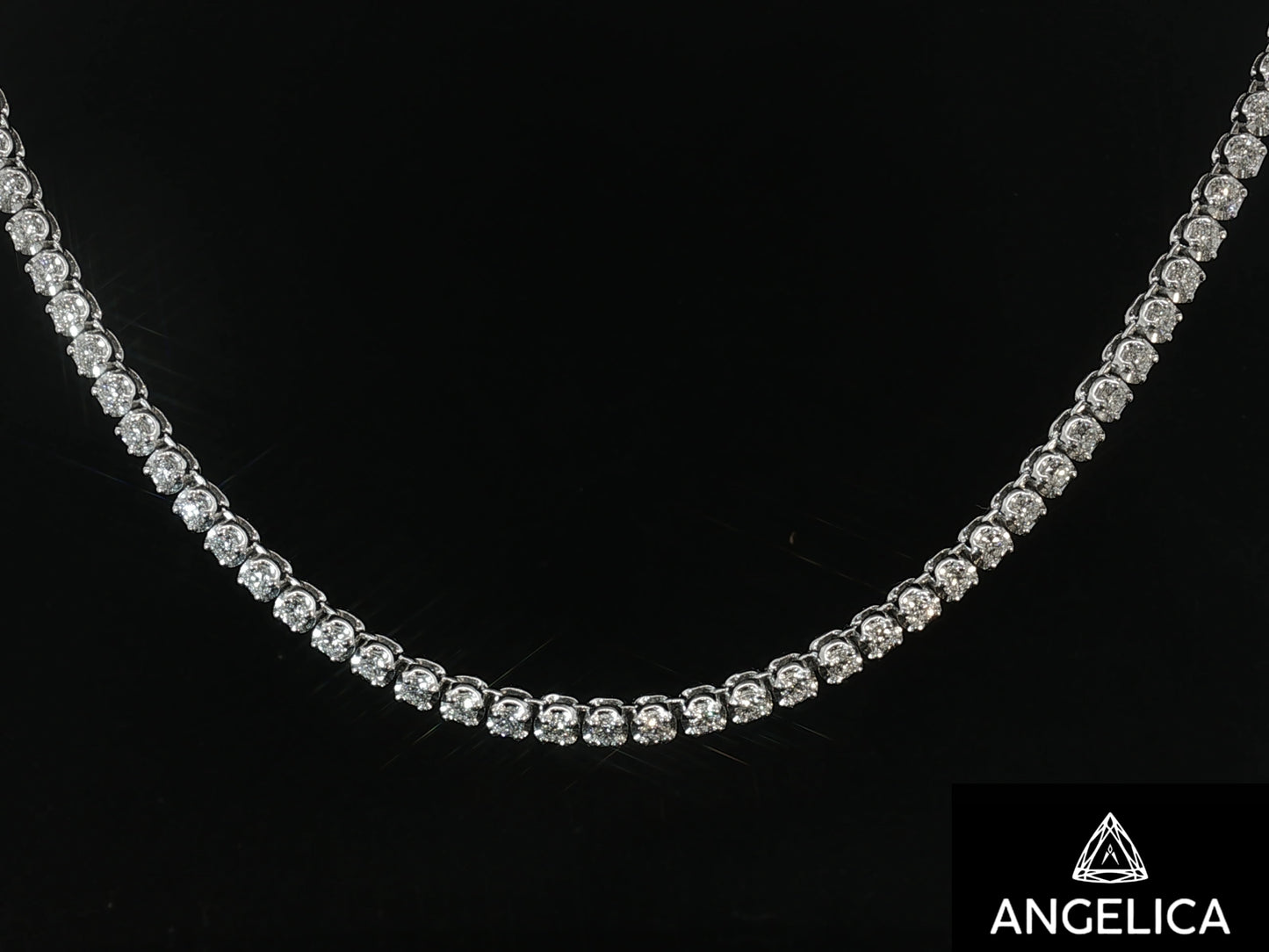 14K WHITE GOLD NATURAL DIAMOND TENNIS CHAIN 3.5MM VVS