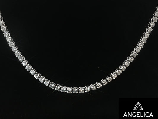 14K WHITE GOLD NATURAL DIAMOND TENNIS CHAIN 3.5MM VVS
